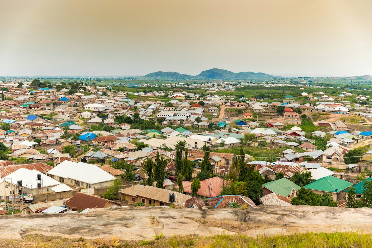 Aerial view of Ibadan city showing residential and commercial rooftops in Oyo State Nigeria