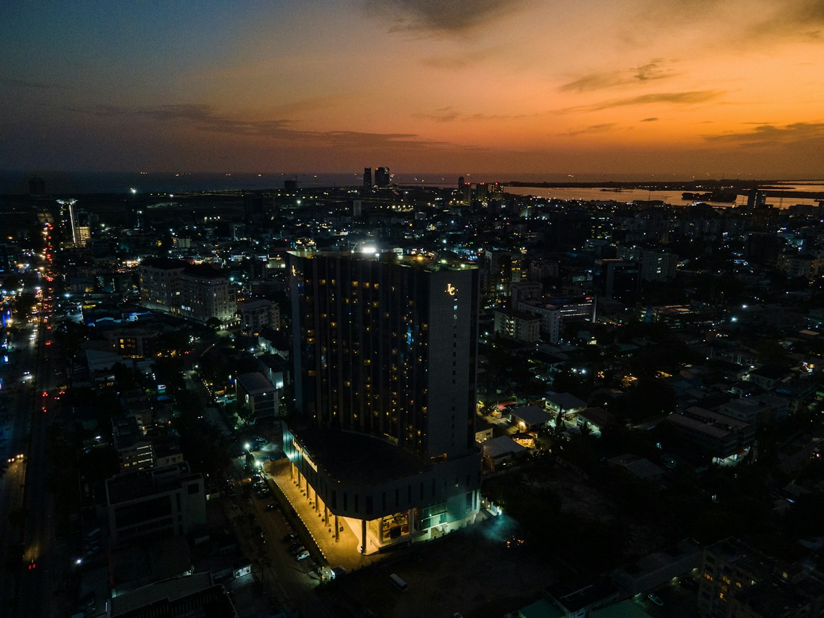 Aerial view of Ibadan city skyline at dusk, Oyo State Nigeria