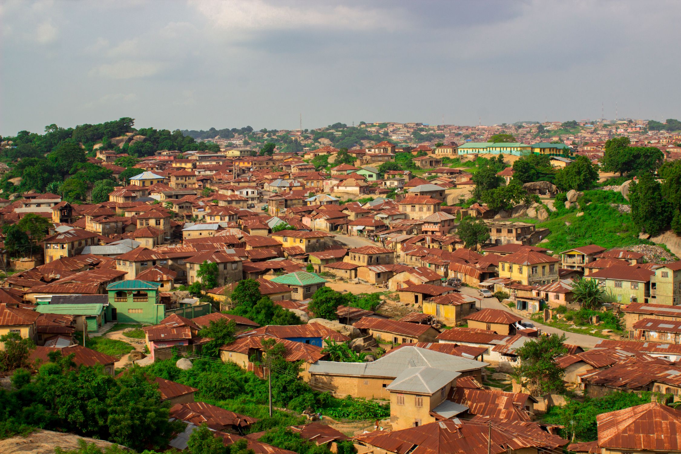 Aerial view of rooftops in Abeokuta, Ogun State, Nigeria