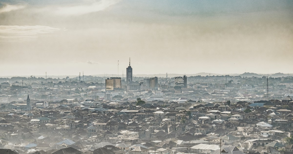 Ibadan city buildings under blue sky in Nigeria