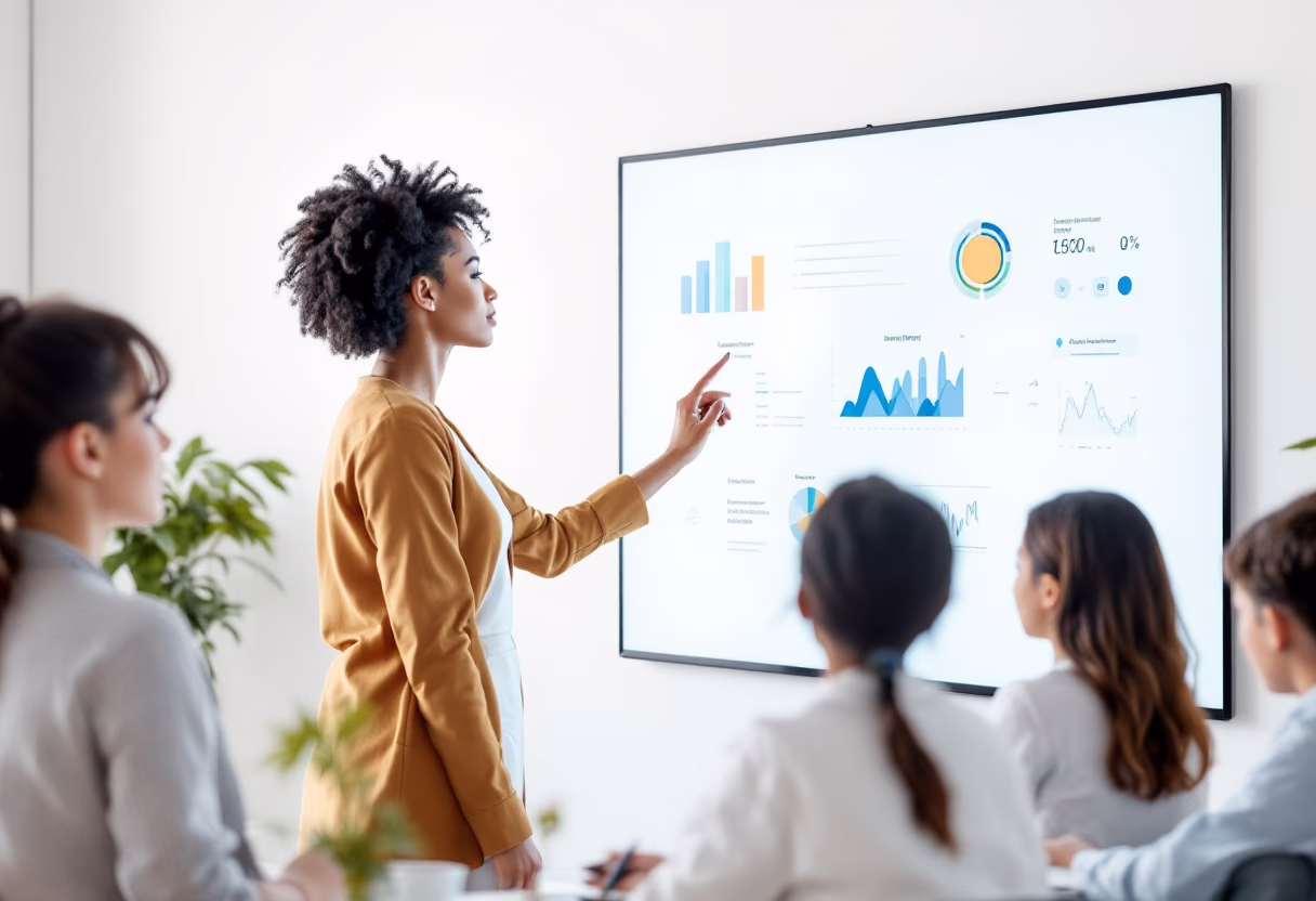 image of teacher using a smartboard (for a edtech)