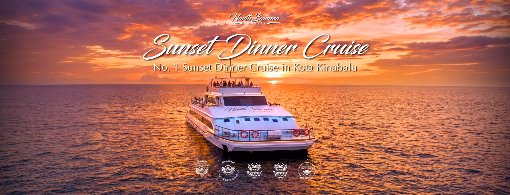 Sunset Dinner Cruise Kota Kinabalu with North Borneo Cruises at sunset.