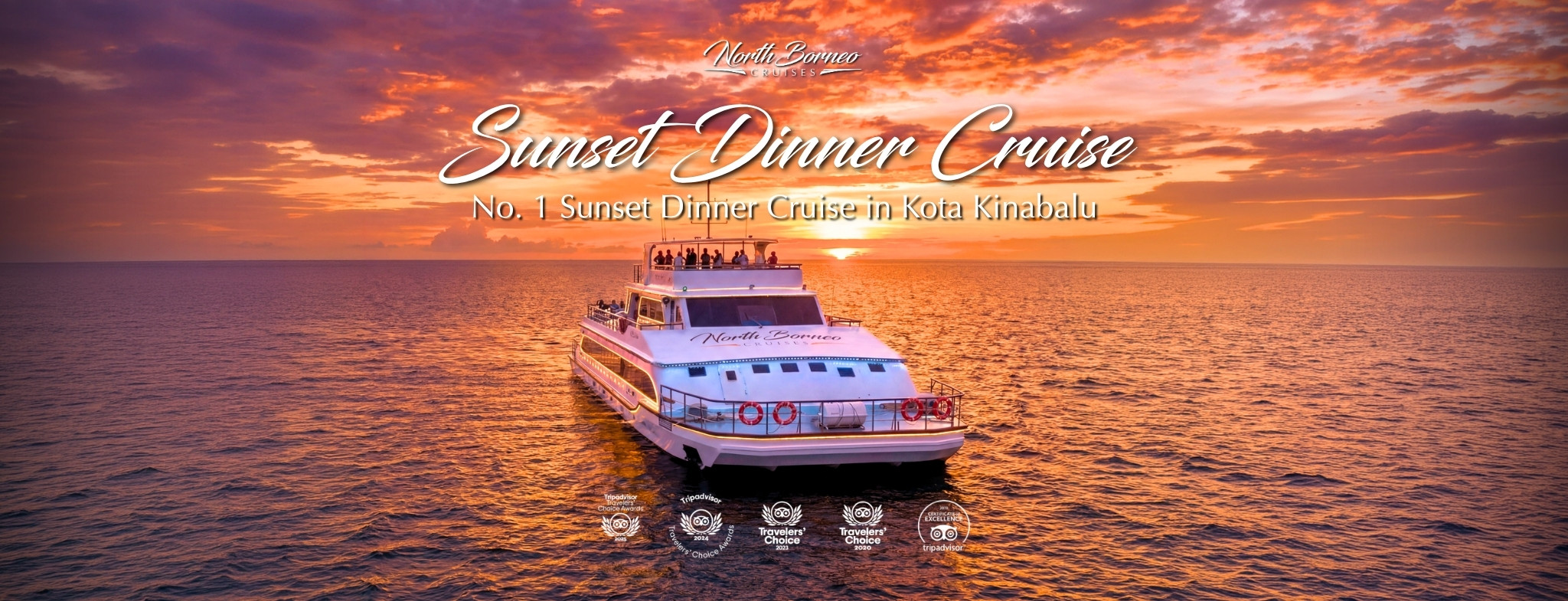 Sunset Dinner Cruise Kota Kinabalu with North Borneo Cruises at sunset.