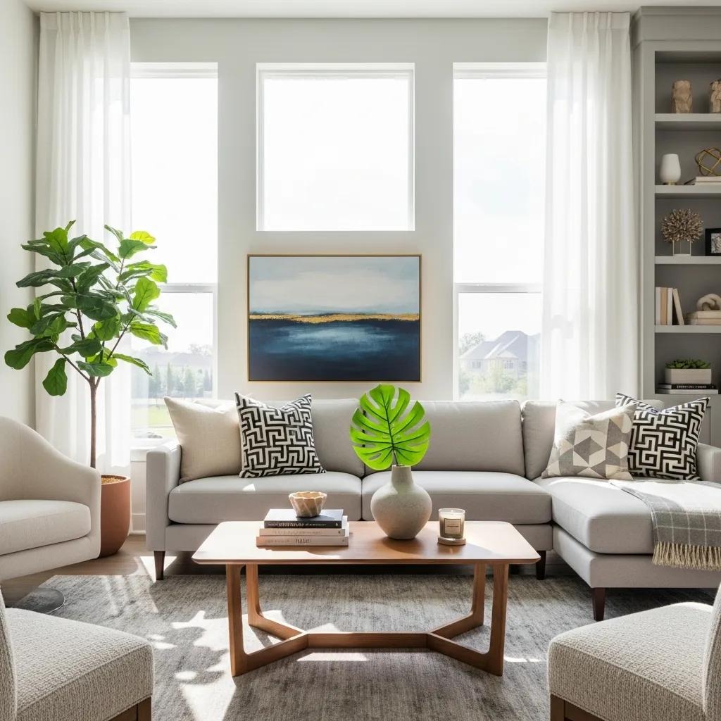 Stunning living room showcasing effective real estate photography with natural light