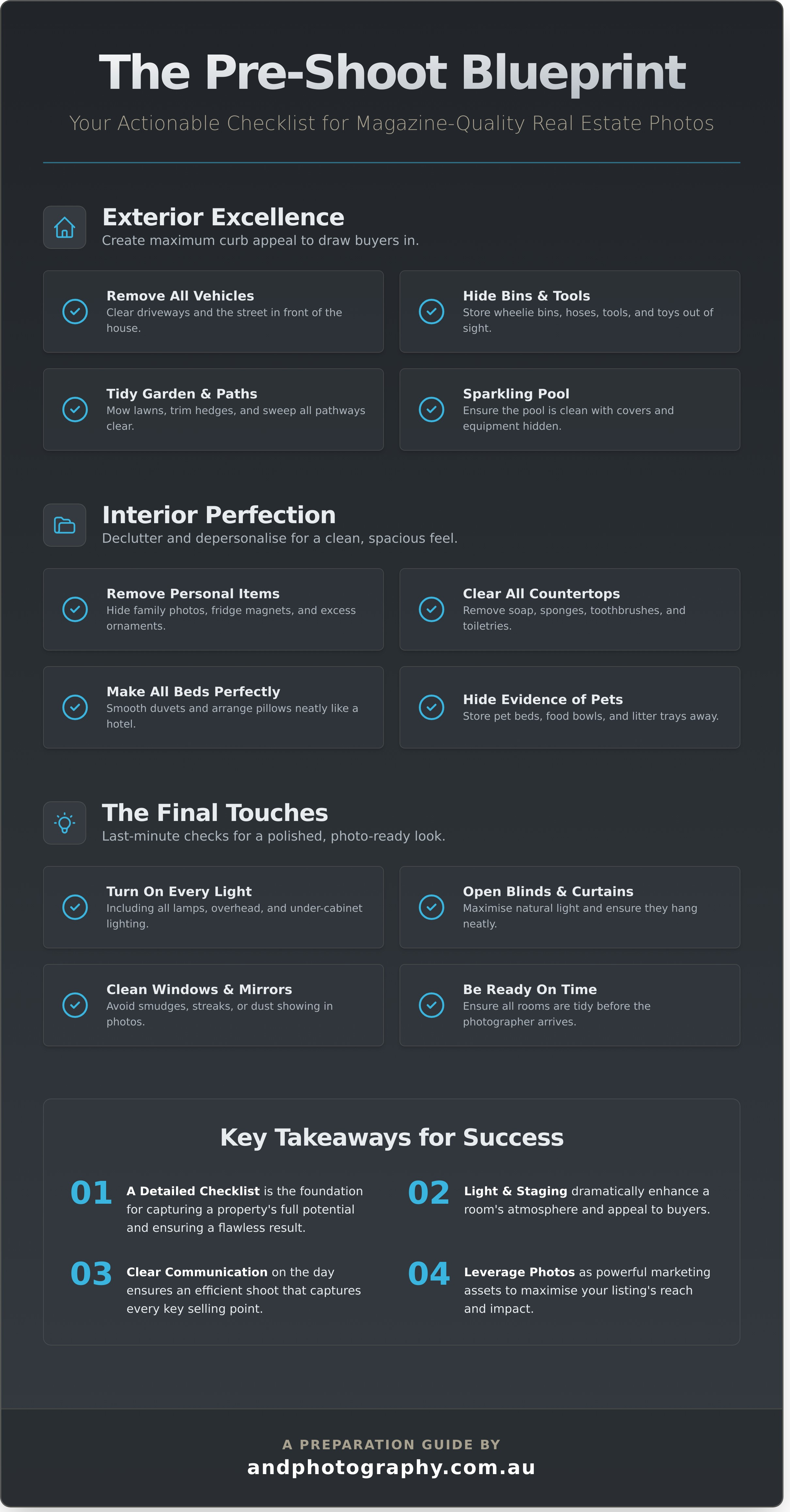 Tips for AND Photography success infographic - visual guide