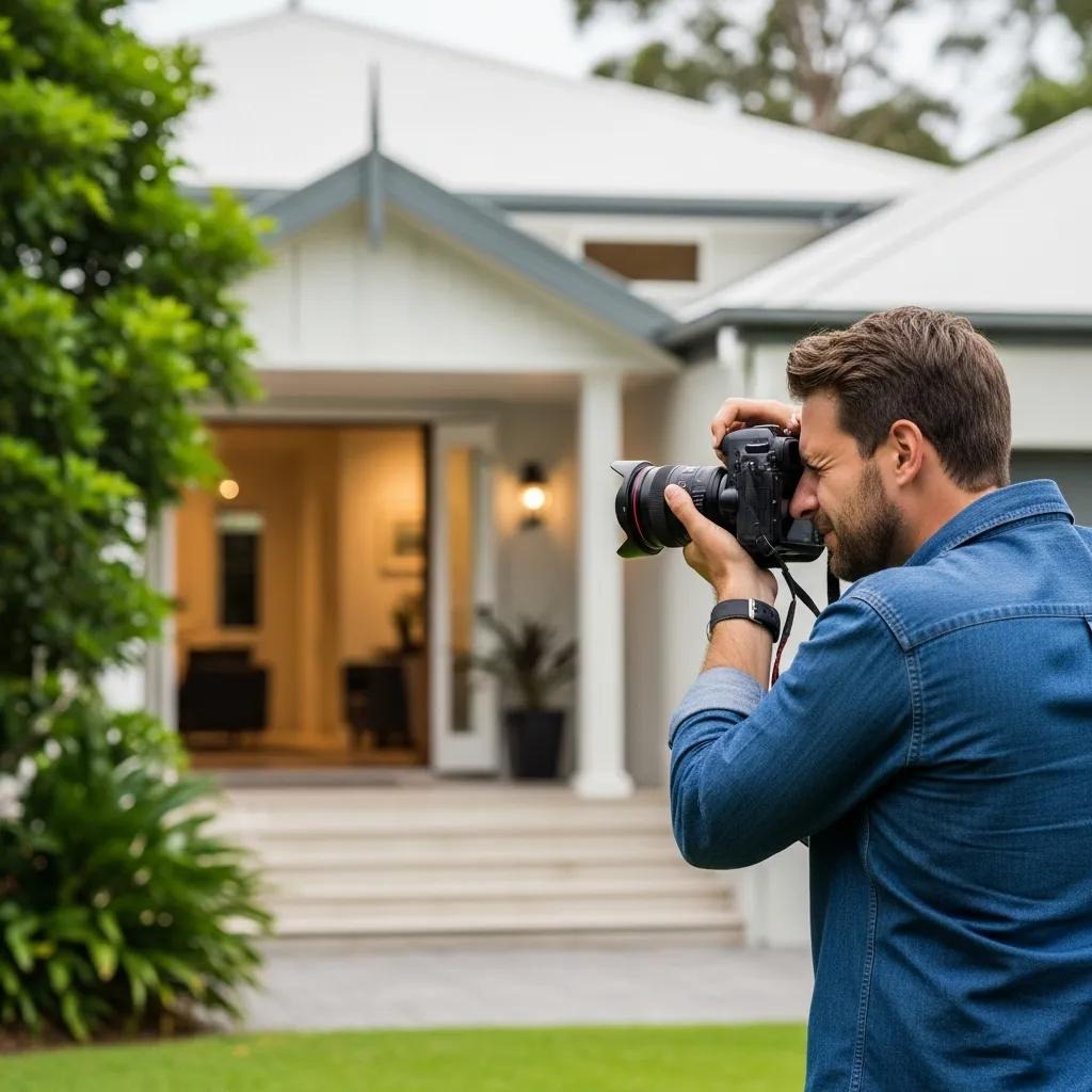 Photographer capturing a stylish Brisbane home for a property listing