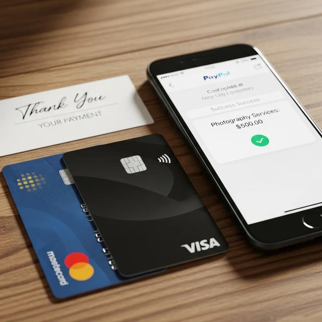 Close‑up of credit card and smartphone payments — examples of payment options for bookings