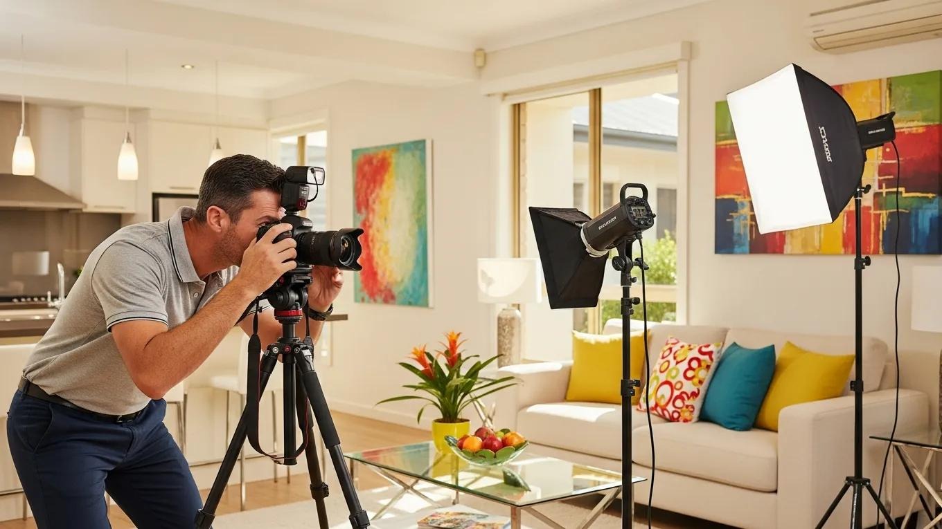 Professional real estate photographer capturing a stunning property in Brisbane