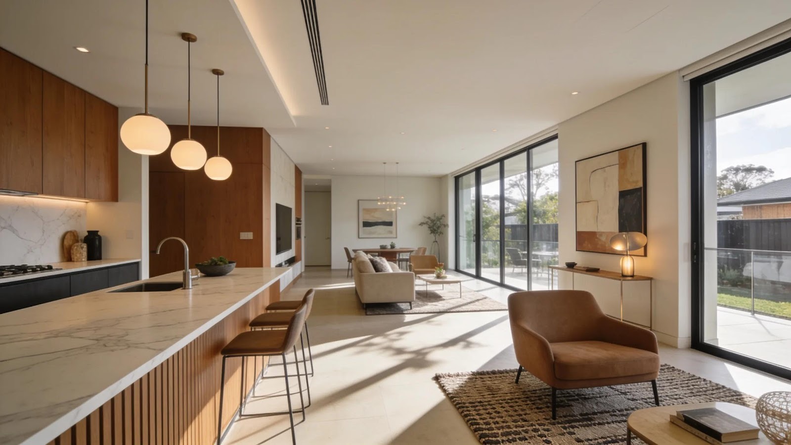 Professional real estate photography showcasing a modern Australian property interior with stylish decor.