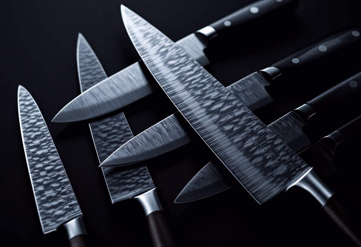 close-up of a kitchen knife set
