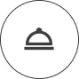 Round icon with a cloche food cover inside a circle outline.