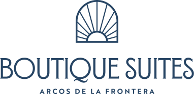 Boutique Suites logo with a stylized sunburst window icon above text.