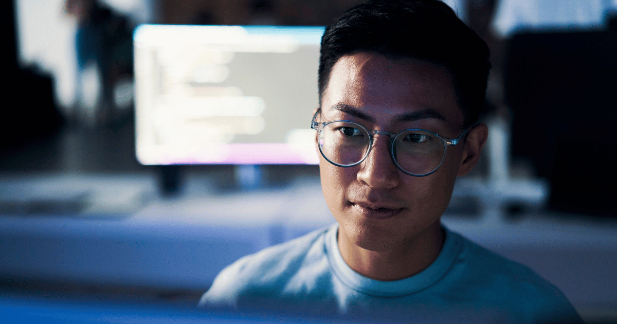 Researcher sitting at laptop