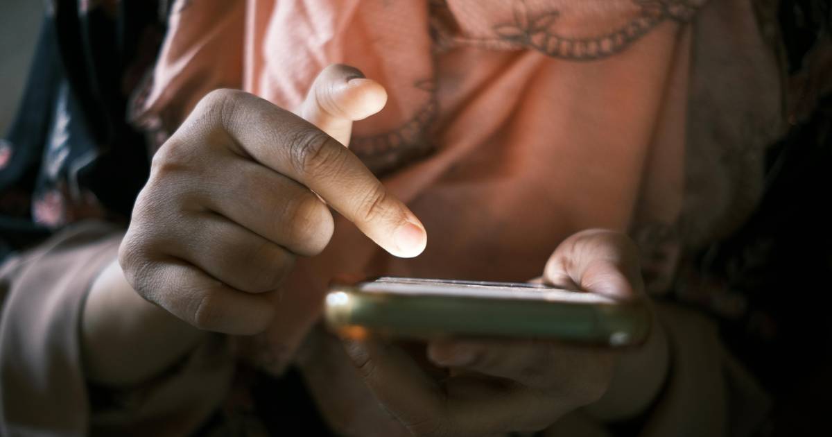 close up of someone using mobile phone