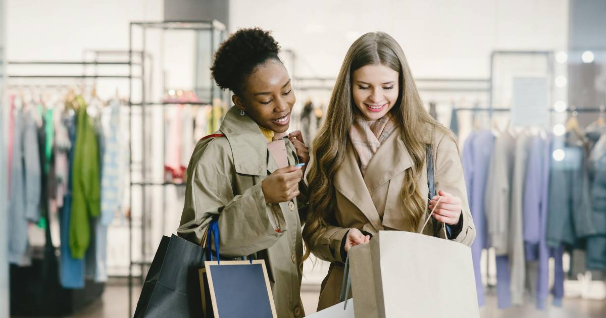 Two girls shopping.