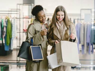 Two girls shopping.