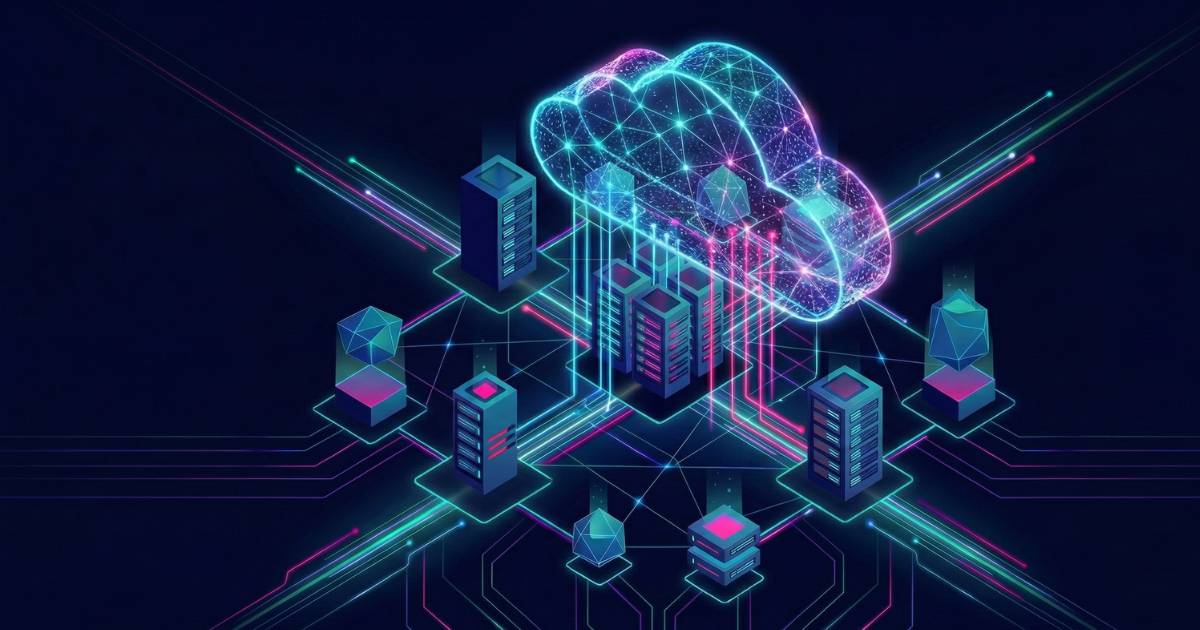 Digital graphic of IT infrastructure. 