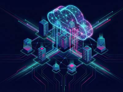 Digital graphic of IT infrastructure. 