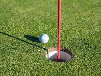 Close-Up Photo of a Golf Ball Near a Hole