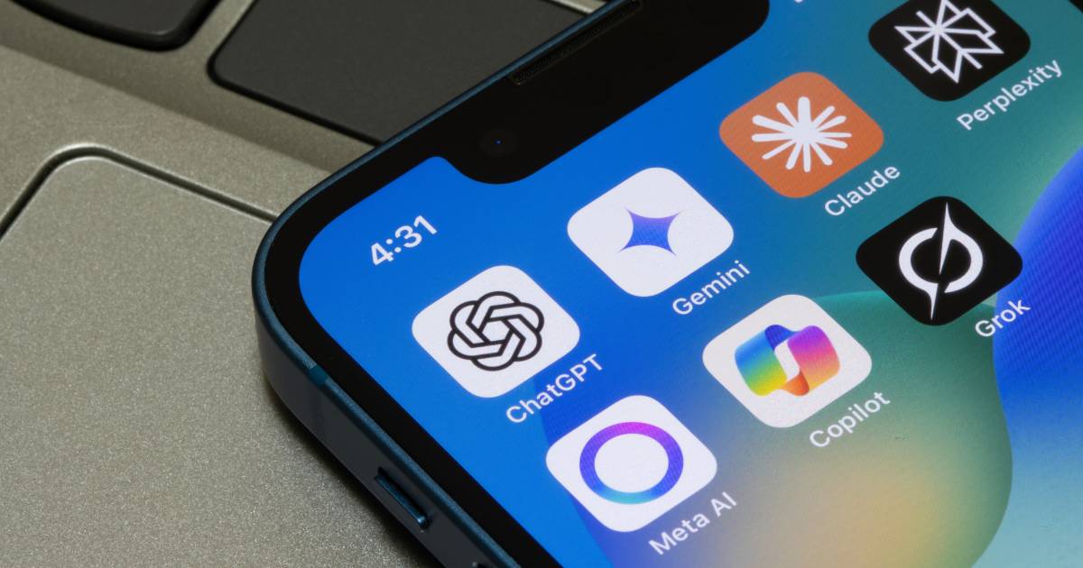 Close up of AI apps on phone.