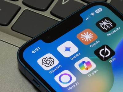 Close up of AI apps on phone.