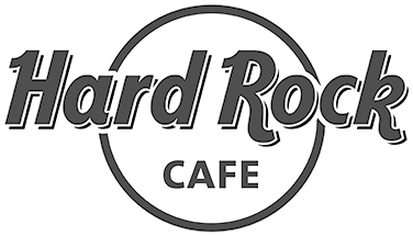 Hard Rock Cafe logo with bold text inside a circle.