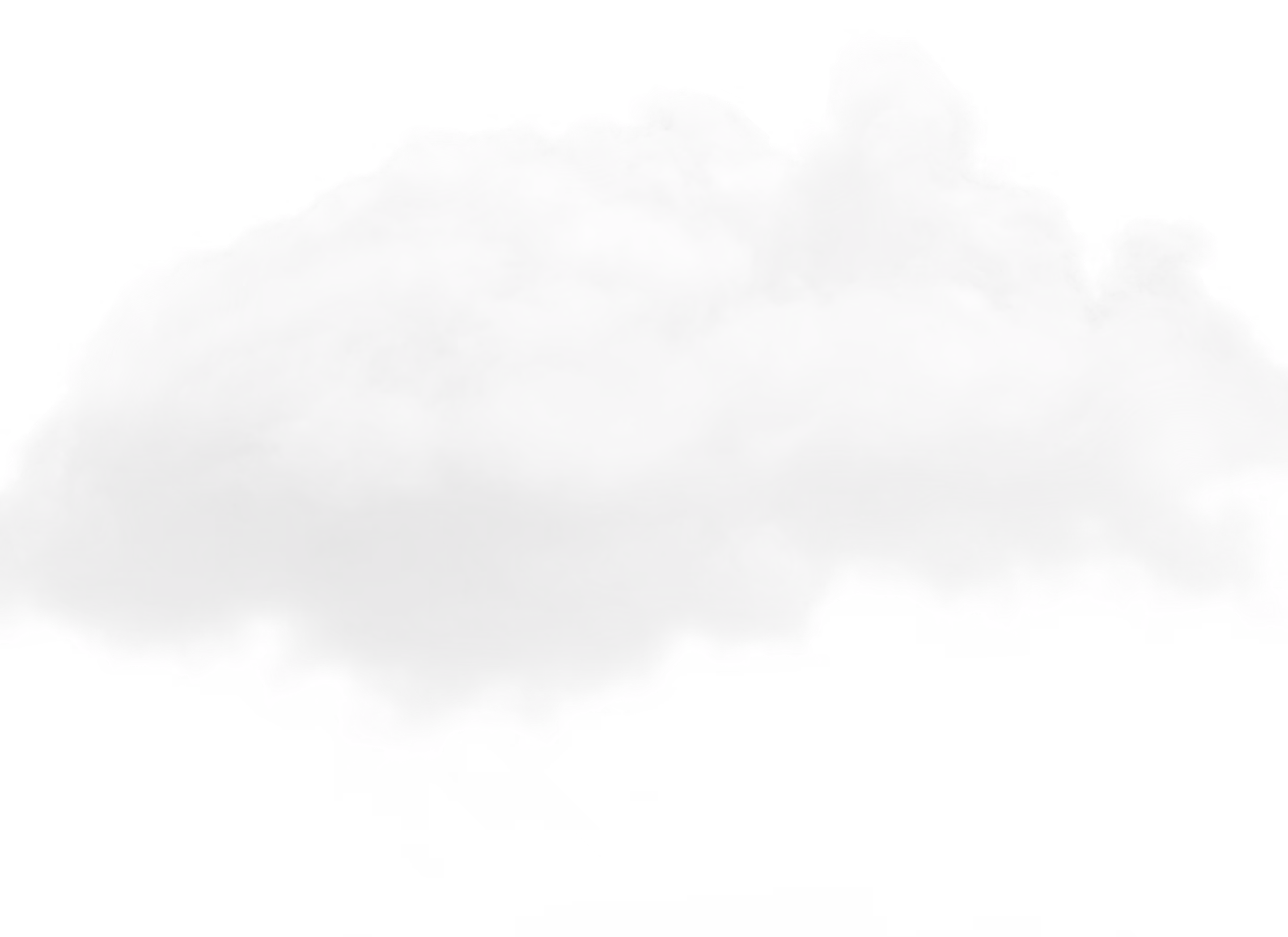 Fluffy white cloud with soft edges on a transparent background.