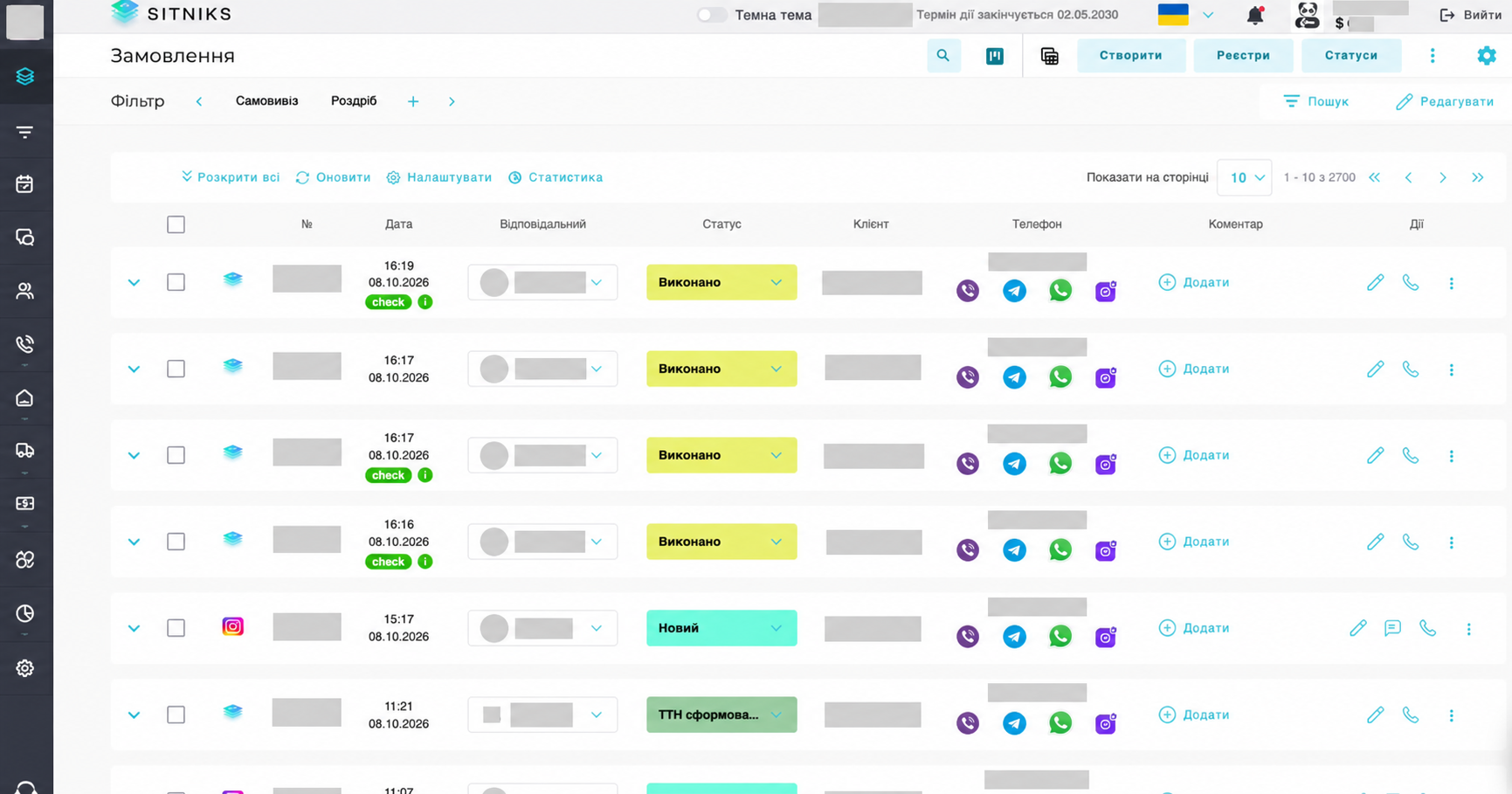 Замовлення в SITNIKS CRM