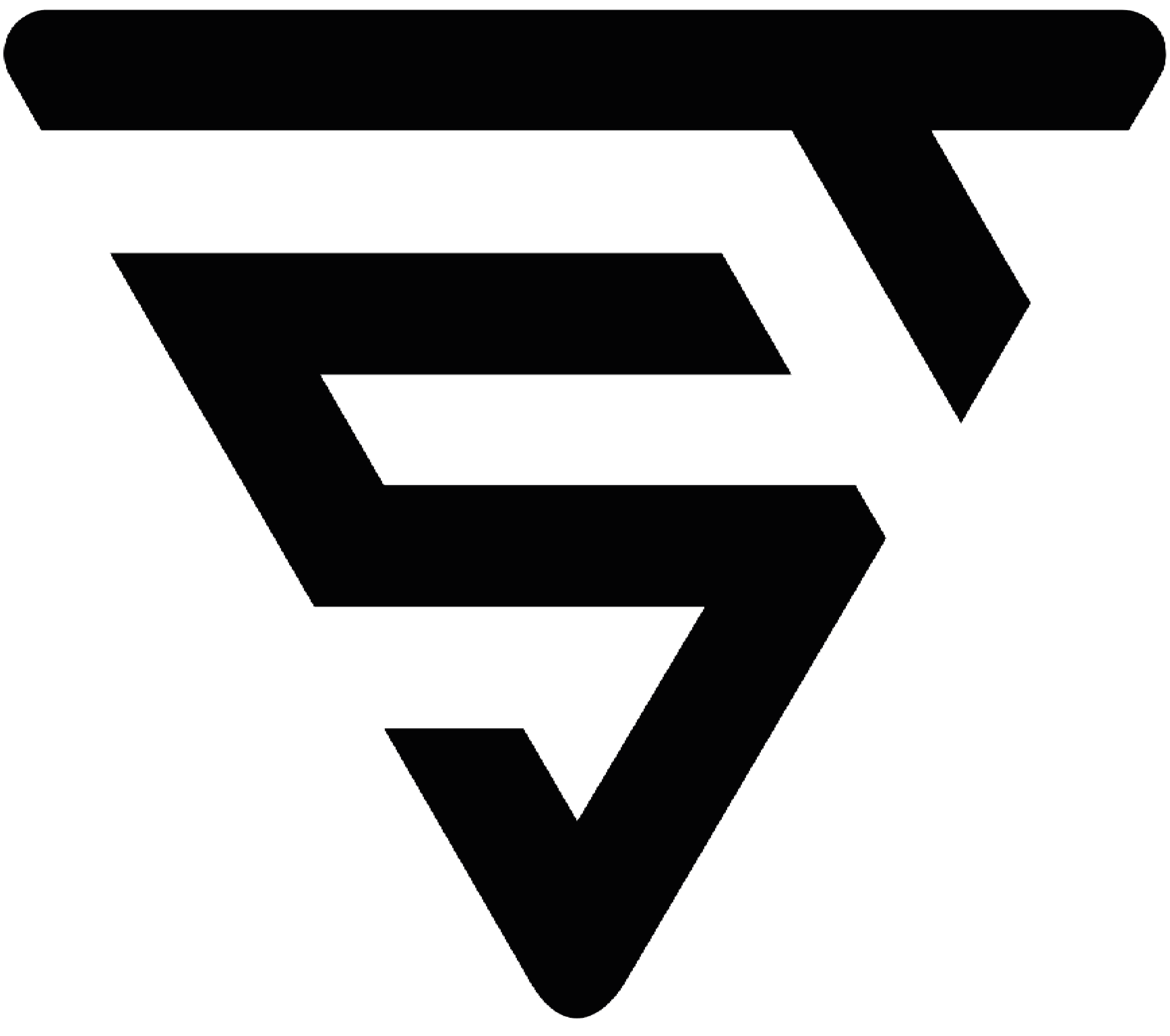 Schwarzes abstraktes dreieckiges und pfeilartiges Logo mit verflochtenem Design und den Buchstaben S und T.