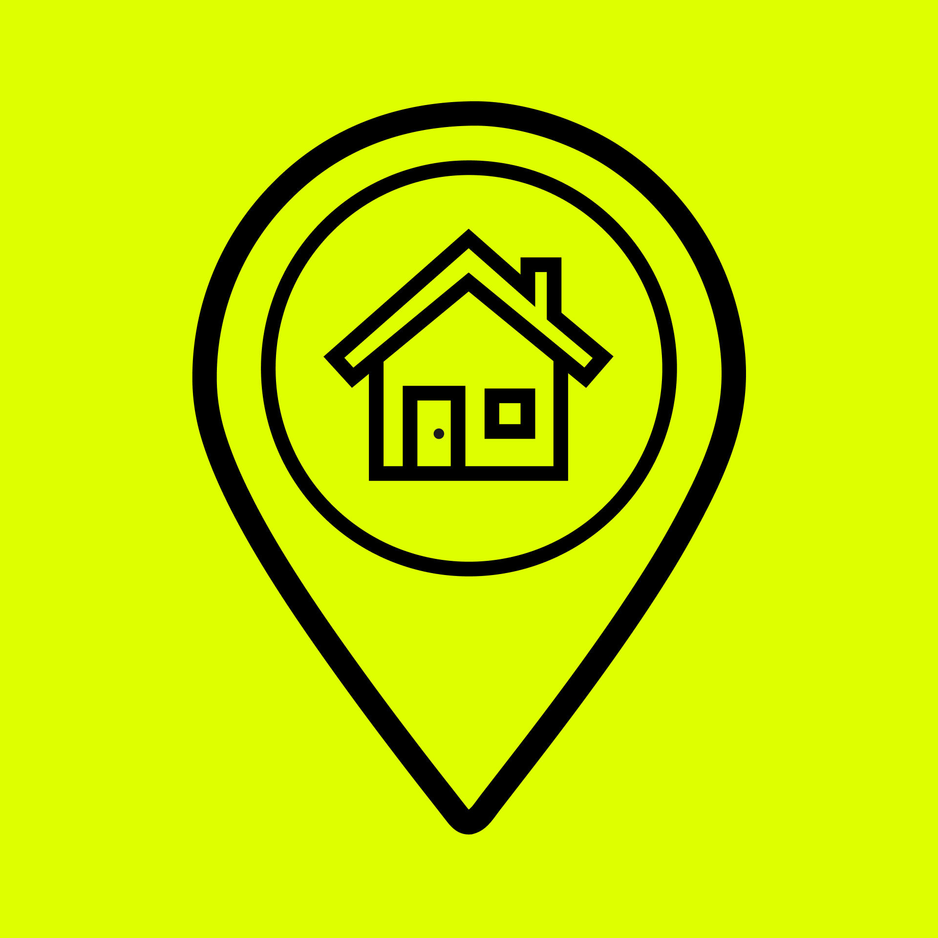 Schwarzes Haus Icon auf gelbem Hintergrund
