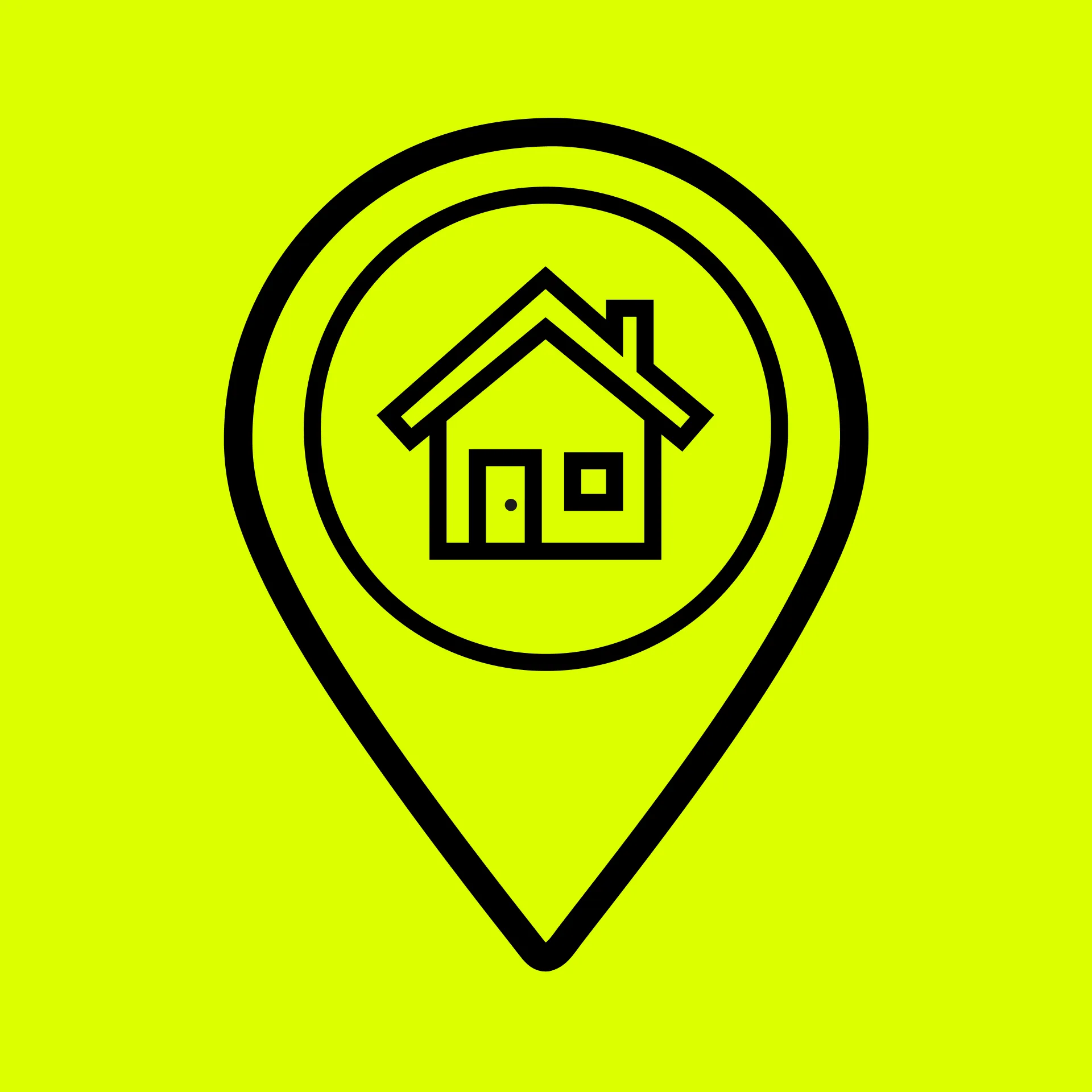 Schwarzes Haus Icon auf gelbem Hintergrund