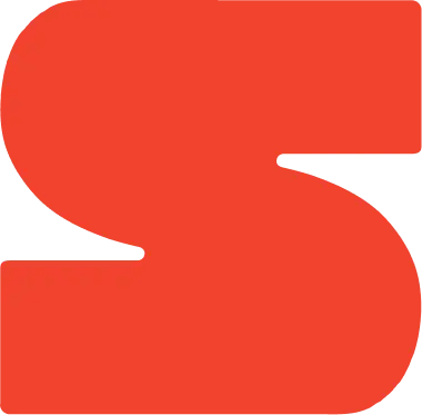 Bold, stylized red letter S with rounded edges on a transparent background.