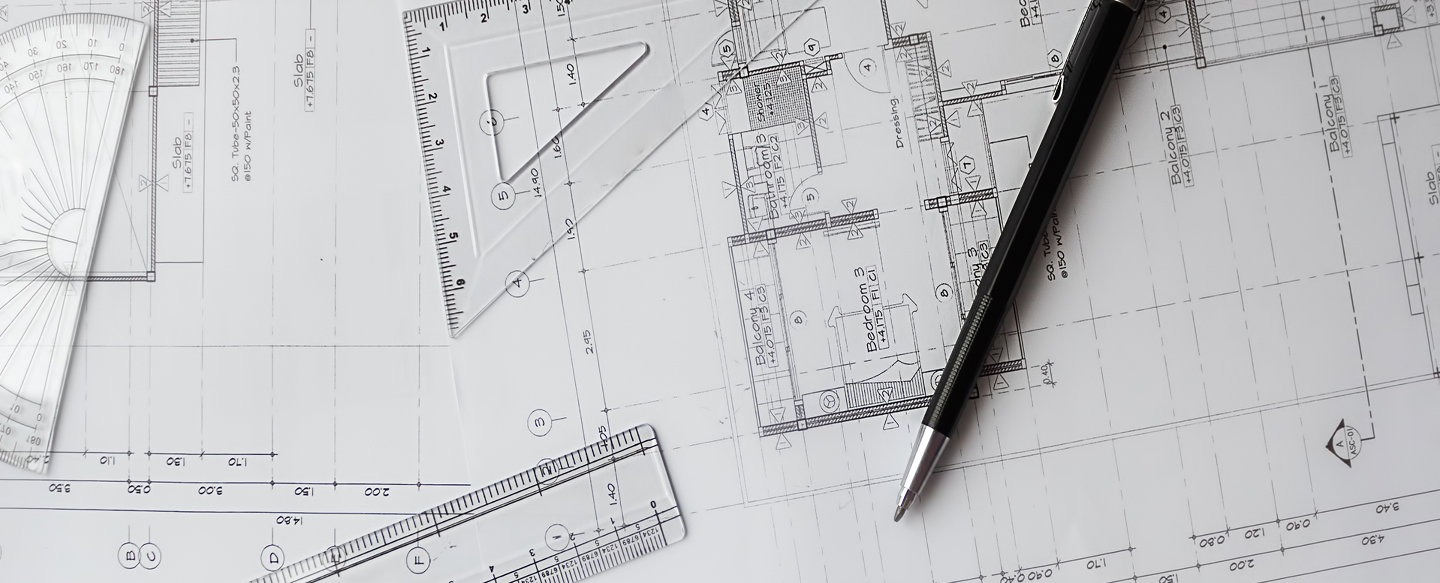 Bauplan mit Stift