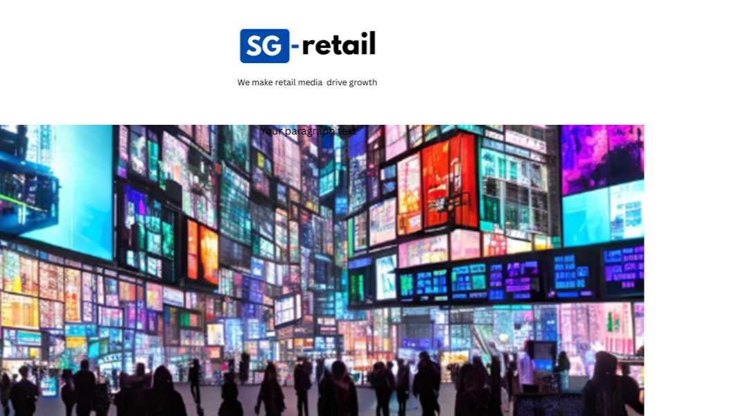 Digital retail media screens in a modern shopping environment