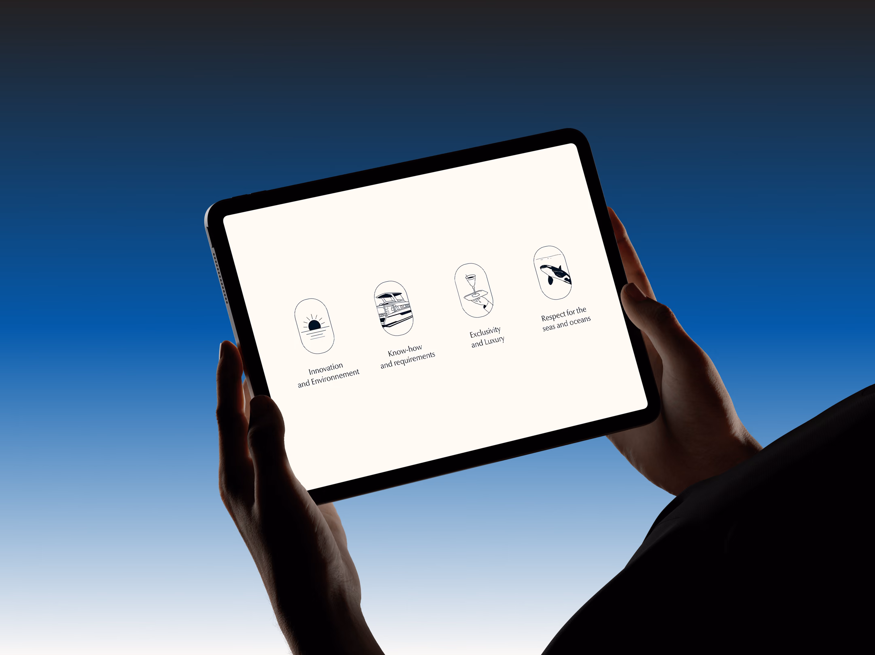 Site internet Whisper Yachts sur tablette