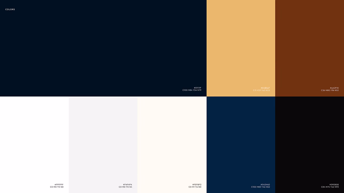 Palette de couleurs et système graphique de Whisper Yachts