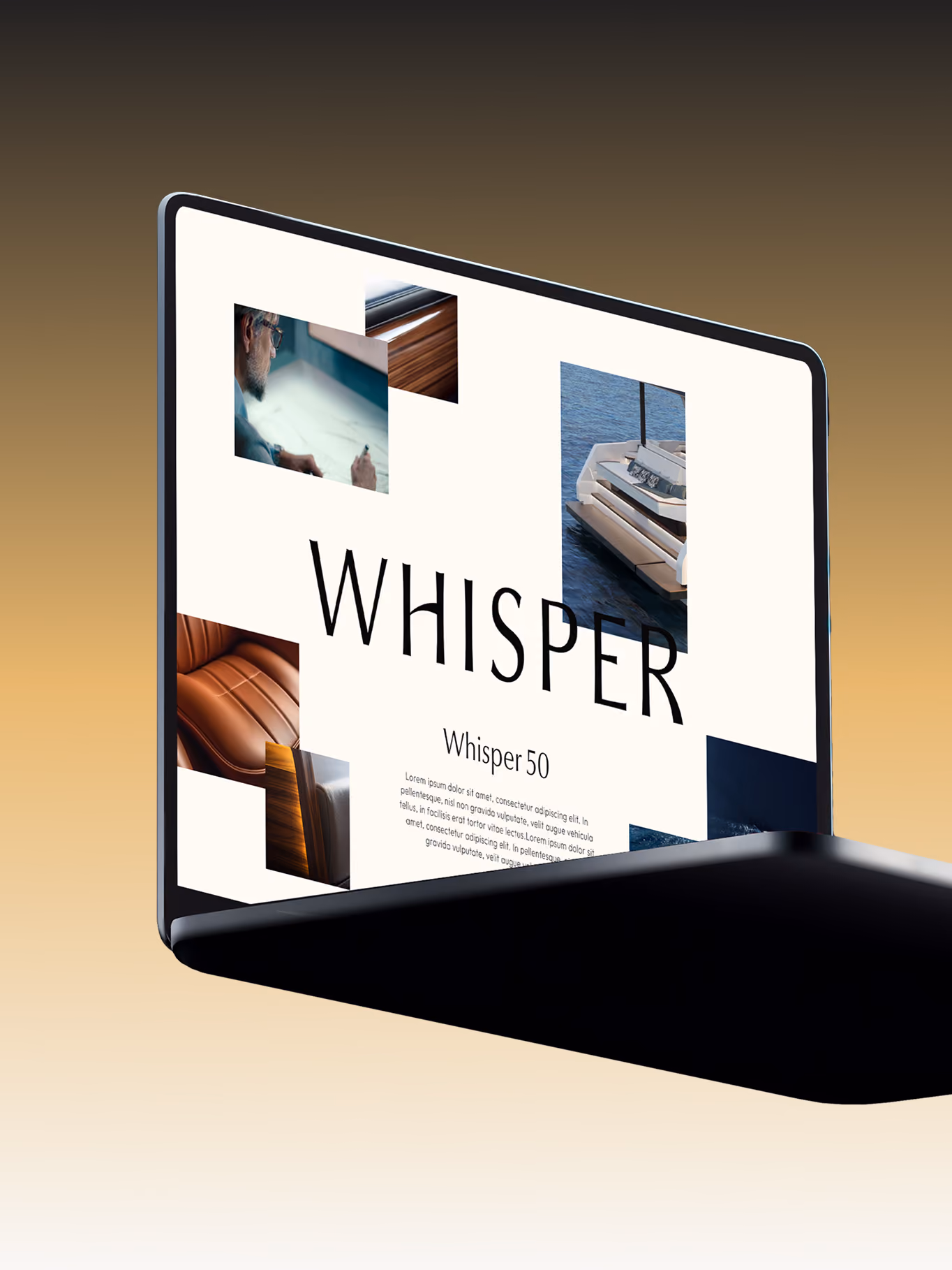 Site internet Whisper Yachts dans un ordinateur