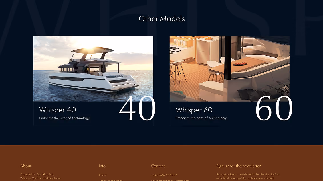 Extrait du site internet Whisper Yachts