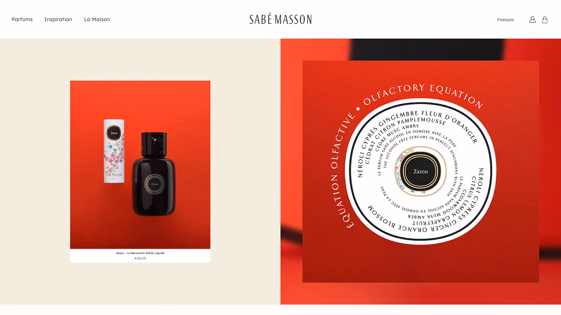 Extrait du site e-commerce Sabé Masson