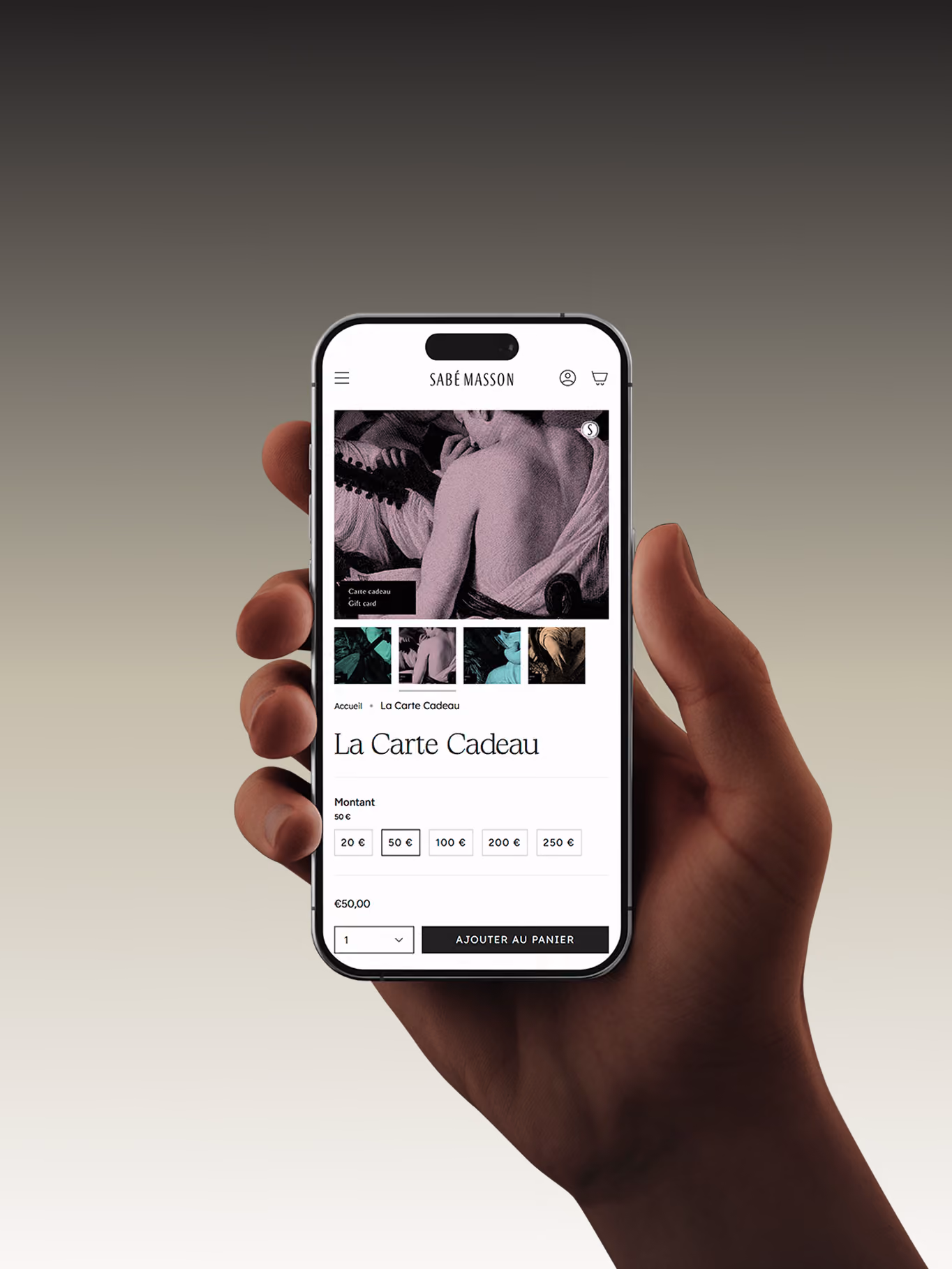 Site Sabé Masson sur mobile en responsive