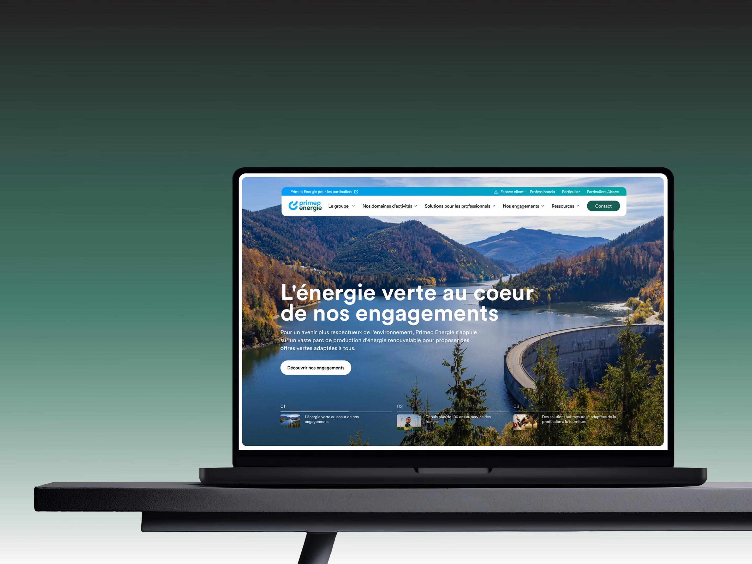 Site internet Primeo Energie sur ordinateur