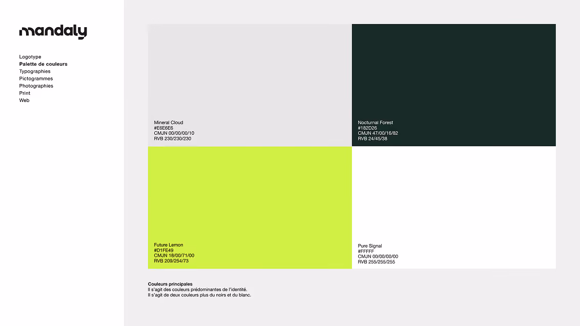 Planche de couleurs Mandaly