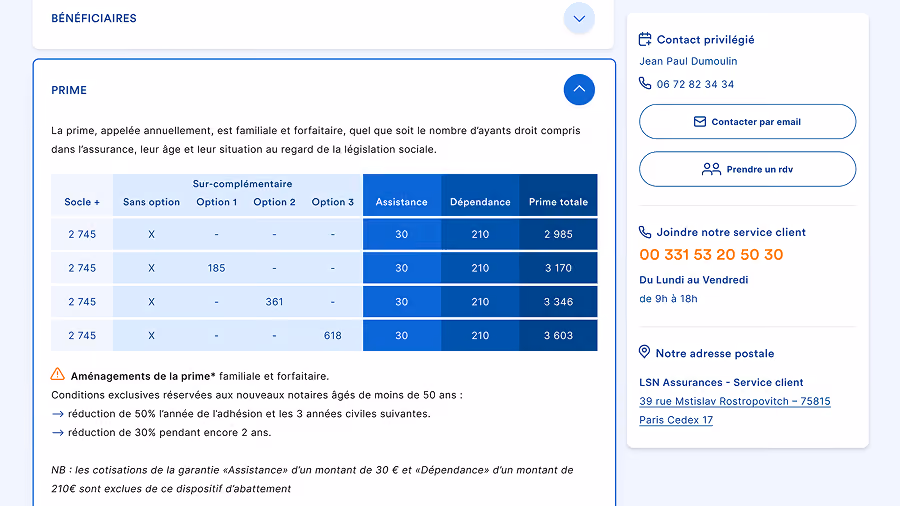 Extrait extranet LSN Assurances