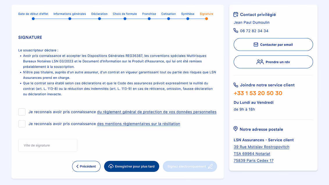 Extrait extranet LSN Assurances