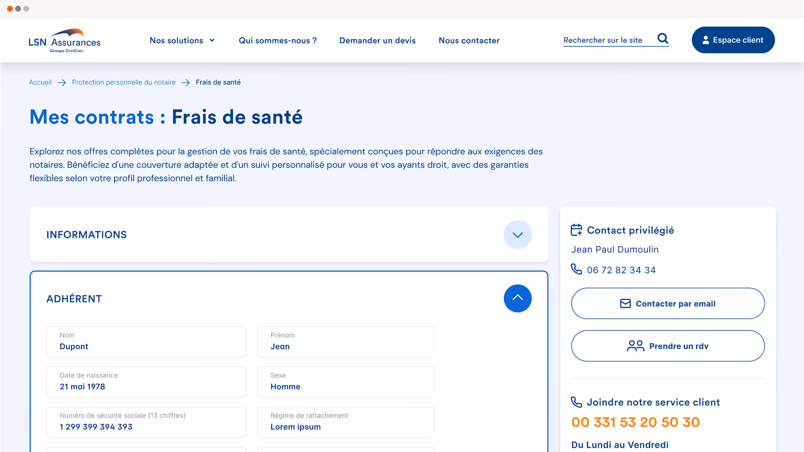Extrait extranet LSN Assurances