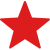 Red five-pointed star icon on white background.