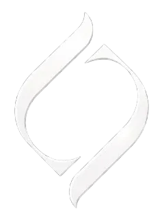 Abstract white ribbon-like shape forming a mirrored, curved design on a black background.
