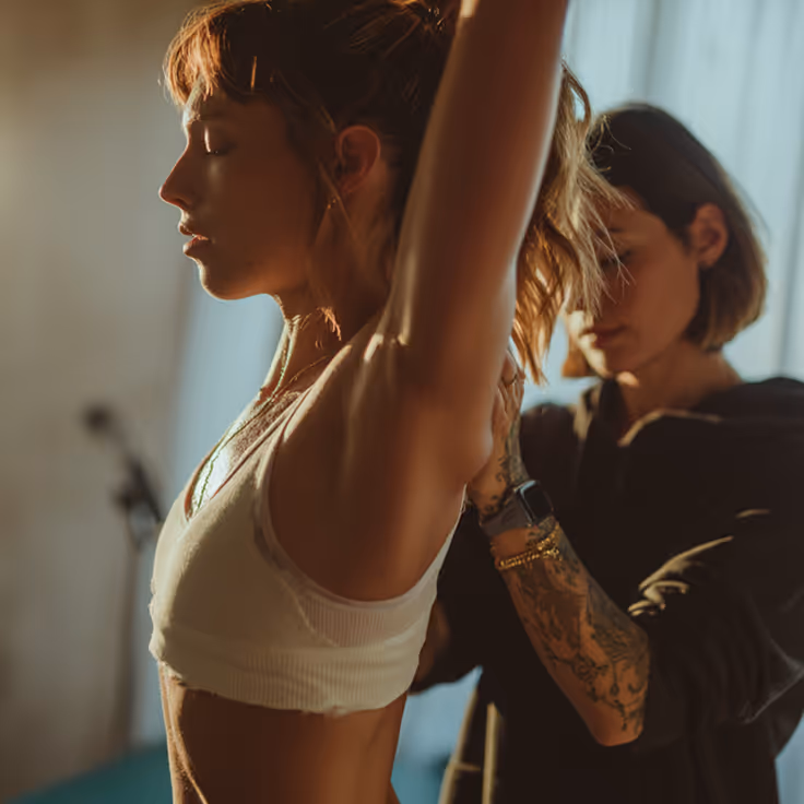 A lady undertaking a physiotherapy session