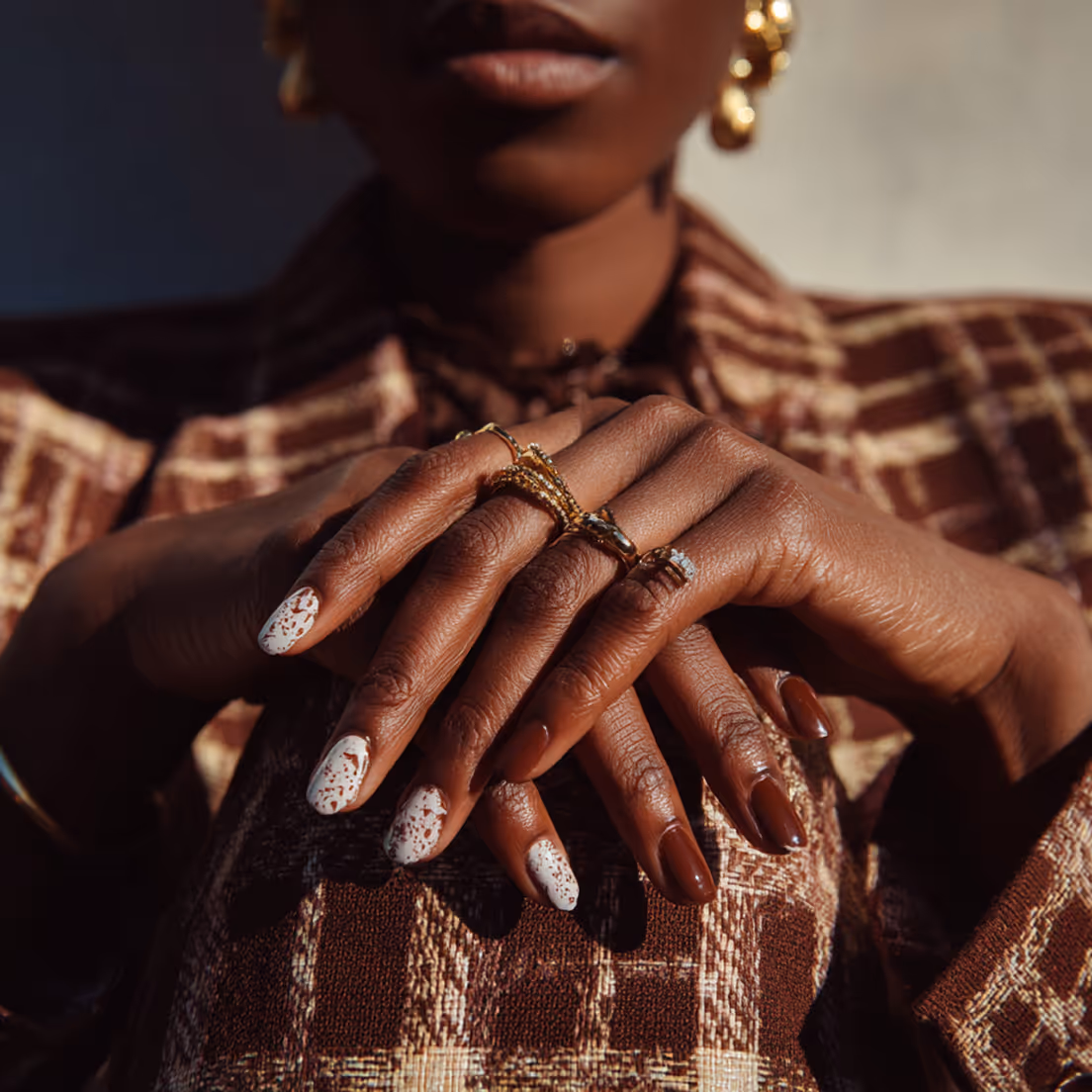 A ladies hand crossed