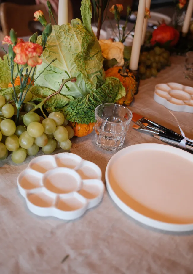 Creative team retreat with ceramic painting and seasonal table setting at nebu Zurich